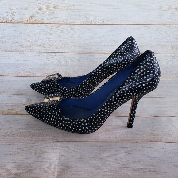 Coach Leather Landrie Polka Dot Bow Pointy Toe Stiletto Heeled Pump Size 8B - Picture 4 of 16